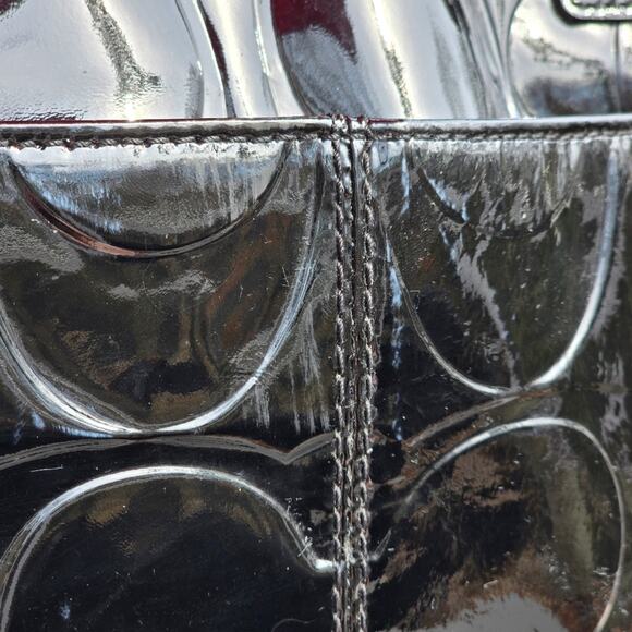 Coach East West Embossed Gallery Tote Black Patent‎ Leather w/ Scarf F17723 - Picture 12 of 16